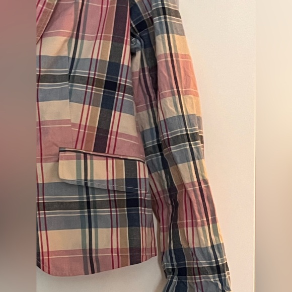 Tommy Hilfiger Madras Check Pink Blue White Single Breasted Blazer - Picture 7 of 10